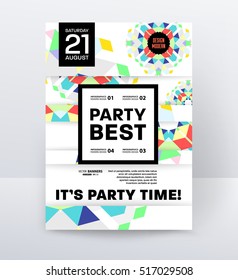 Invitation Disco Party Poster Template with geometric background - vector illustration