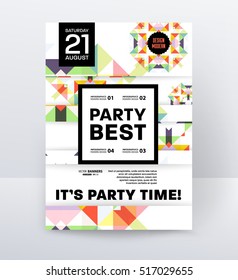 Plantilla de póster de la fiesta de la discoteca de la invitación con fondo geométrico - ilustración vectorial