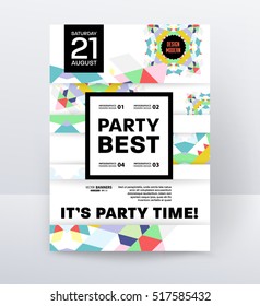 Invitation Disco Party Poster Template with geometric background - vector illustration