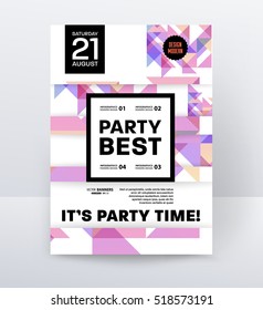 Invitation Disco Party Poster Template with geometric background - vector illustration