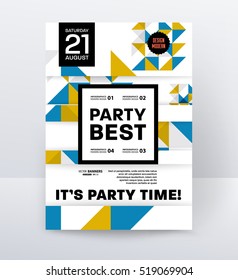 Invitation Disco Party Poster Template with geometric background - vector illustration