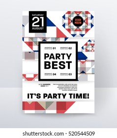 Plantilla de póster de la fiesta de la discoteca de la invitación con fondo geométrico - ilustración vectorial