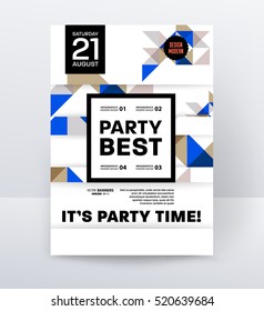 Invitation Disco Party Poster Template with geometric background - vector illustration