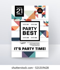 Invitation Disco Party Poster Template with geometric background - vector illustration