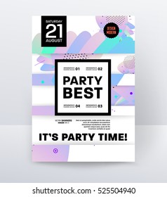 Invitation Disco Party Poster Template with geometric background - vector illustration