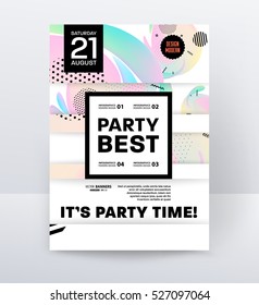 Invitation Disco Party Poster Template with geometric background - vector illustration