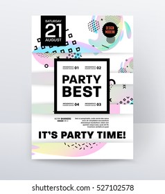 Invitation Disco Party Poster Template with geometric background - vector illustration