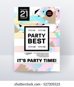Invitation Disco Party Poster Template with geometric background - vector illustration