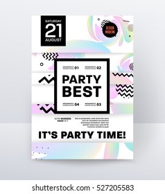 Invitation Disco Party Poster Template with geometric background - vector illustration