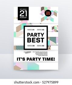Invitation Disco Party Poster Template with geometric background - vector illustration