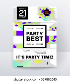 Invitation Disco Party Poster Template with geometric background - vector illustration