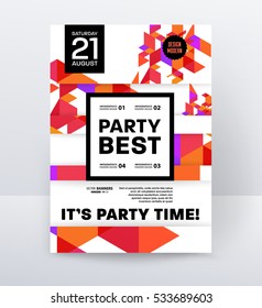 Invitation Disco Party Poster Template with geometric background - vector illustration