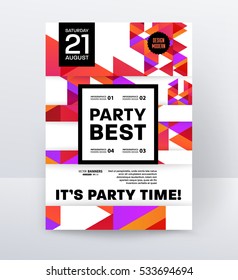Plantilla de póster de la fiesta de la discoteca de la invitación con fondo geométrico - ilustración vectorial