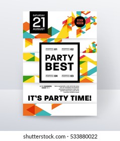 Invitation Disco Party Poster Template with geometric background - vector illustration