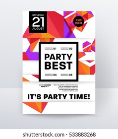 Invitation Disco Party Poster Template with geometric background - vector illustration