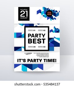 Invitation Disco Party Poster Template with geometric background - vector illustration