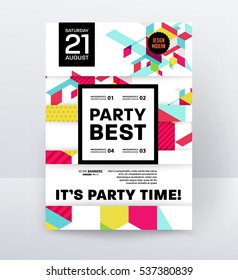 Invitation Disco Party Poster Template with geometric background - vector illustration