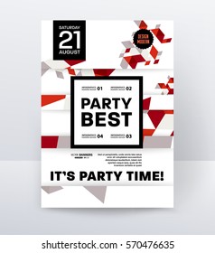 Invitation Disco Party Poster Template with geometric memphis background - vector illustration