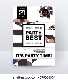 Modelo de Poster de Festa de Disco de Convite com fundo de memphis geométrica - ilustração vetorial
