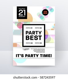 Invitation Disco Party Poster Template with geometric memphis background - vector illustration
