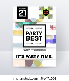 Invitation Disco Party Poster Template with geometric memphis background - vector illustration