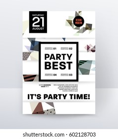 Invitation Disco Party Poster Template with geometric memphis background - vector illustration