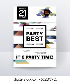 Invitation Disco Party Poster Template with geometric memphis background - vector illustration