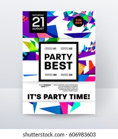 Invitation Disco Party Poster Template with geometric memphis background - vector illustration