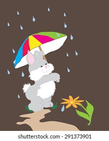 Invitation for Easter with a rabbit and umbrella