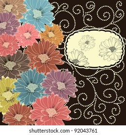 Invitation Elegant Card With Colored Flowers