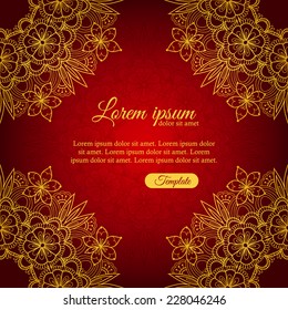 Invitation elegant template gold ornamental frame