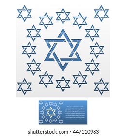 Invitation Envelope template of Jewish star of David. For Laser cutting. Magen David Square format. Die of wedding and invitation card. Vector Illustration isolated on white background.