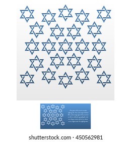 Invitation Envelope template of Jewish star of David. For Laser cutting. Square format. Die of wedding and invitation card. Vector Illustration isolated on white background.