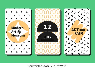 Invitation to an event at the museum - mobile screens illustration set