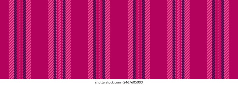 Invitation fabric vertical pattern, geometrical texture lines background. Basic seamless textile stripe vector in pink and dark color.