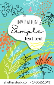 Invitation. Flora. Vector graphics. Green background .
