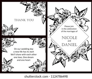 Invitation with floral background