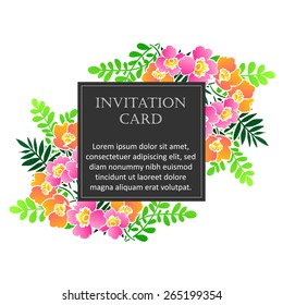 Invitation with floral background