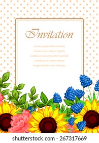 Invitation with floral background