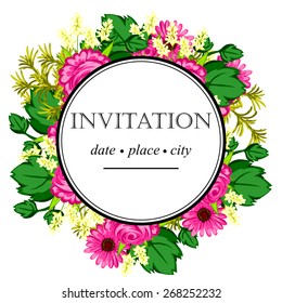 Invitation with floral background