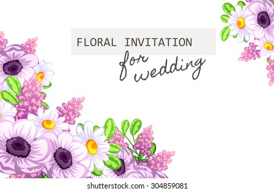 Invitation with floral background