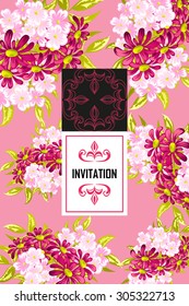 Invitation with floral background
