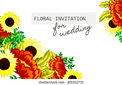 Invitation with floral background
