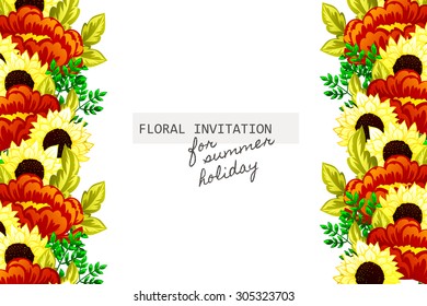 Invitation with floral background