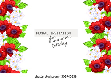 Invitation with floral background