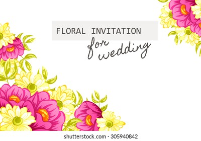 Invitation with floral background