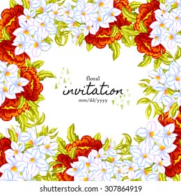 Invitation with floral background