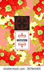 Invitation with floral background