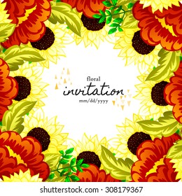Invitation with floral background