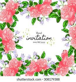 Invitation with floral background